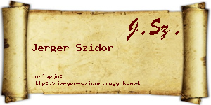 Jerger Szidor névjegykártya